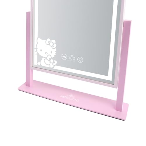 Impressions Vanity Hello Kitty Pretty Pink Tri Tone Led Makeup Mirror, Stylish Mirror with Lights and, Ideal for Your Vanity Desk or Travel Setup