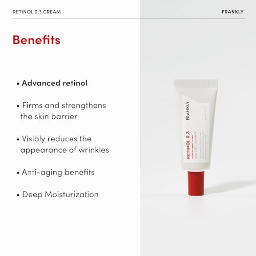 FRANKLY Retinol 0.3% Cream, 0.7 fl oz - Korean Intensive Retinol | Night Cream | Ceramides & Natural Ginseng | Anti-aging, Wrinkles Care, Reduces Congestion and hyperpigmentation | Korean Skin Care