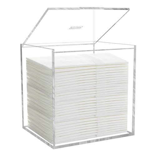 Disposable Facial Towel Storage Box, Acrylic Box for Clean Towels XL (NOT Included), Acrylic Disposable Face Towelette Holder Container