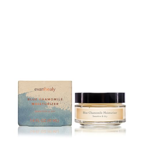 evanhealy Blue Chamomile Moisturizer | Calming Facial Cream with Carrot Seed & Argan Oil | Creamy Moisturizer For Sensitive & Reactive Skin