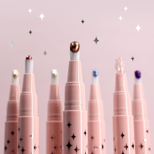 4 Colors Shimmer Liquid Eyeshadow, Glitter Liquid Eyeshadow with Brush, Long Lasting Brightener Eyeshadow Makeup, Sparkle Eyeshadow Stick for Lip and Cheek (1234#)