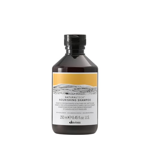 Davines Naturaltech Nourishing Shampoo, Restructuring & Hydrating for Dry & Damaged Hair - With Vegetal Keratin - Gentle Cleanser for Dehydrated Scalp & Hair, 8.45 Fl Oz