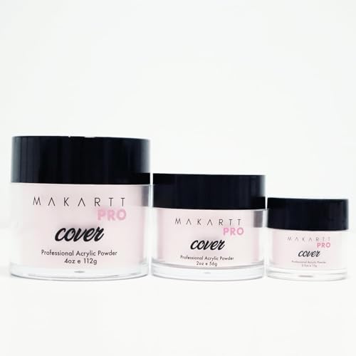 MakarttPro Acrylic Powder Set - 4 Colors 0.5oz Cover Powders for Nail Extension, Sculpting & Overlay - Cool Tone Collection for Professionals (Pink Essentials)
