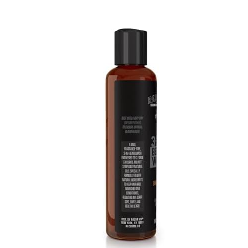 Razor MD Beard Wash for Men, 3-in-1 Beard Shampoo Conditioner and Nourishing, Men's Grooming with Natural Ingredients that Softens and Strengthens Beard, Sandalwood Scent, 8 oz