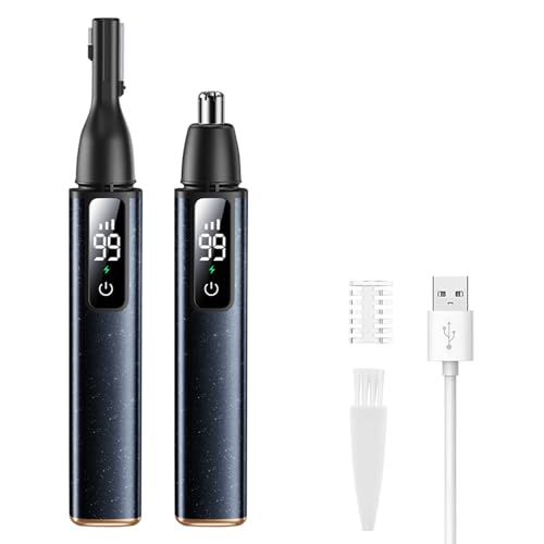 Nose Ear Hair Trimmer for Men ? Eyebrow Hair Razor 2-in-1 Rechargeable Dual-Edge Face Shaver for Face Nose Peach Fuzz for Women