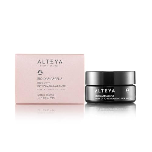 Alteya Organics Bio Damascena Revitalizing Face Mask with Bulgarian Rose Essential Oil (Rose Otto), Ectoin and Bisabolol - Certified Organic - 1.7 Fl Oz/50mL