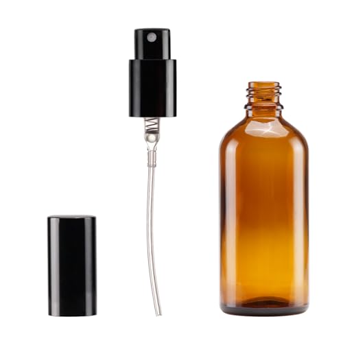 YIZHAO Amber Glass Spray Bottles 4oz, with Small Fine Mist Spray, Metal Cap, Refillable for Essential Oil,Travel,Cleaning,Perfume,Aromatherapy,Makeup ? 9 Pcs
