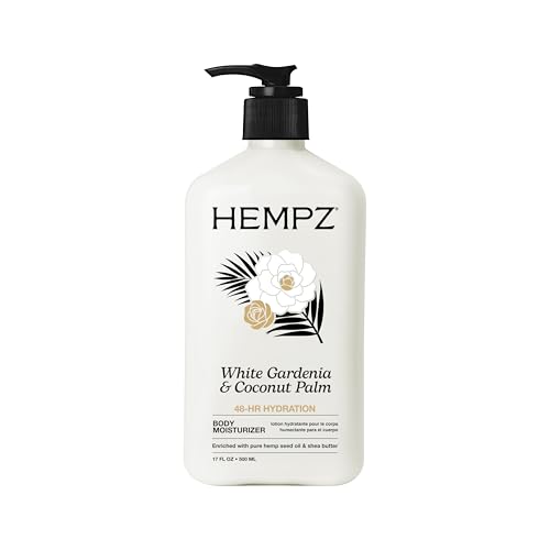 Hempz Body Lotion Moisturizer - White Gardenia & Coconut Palm - Daily Moisturizing Cream, Shea Butter, Coconut Oil - Skin Care Products, All Natural Hemp Seed Oil - 17 Fl Oz