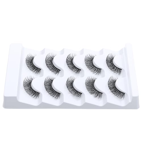 DSLONG 5 Pairs Natural Look D Curl Eyelashes With 18PCS Self Adhesive Eyelashes Strips, Manga Lashes Fluffy Cat Eye Lashes Looks Like Eyelash Extensions (D Curl)
