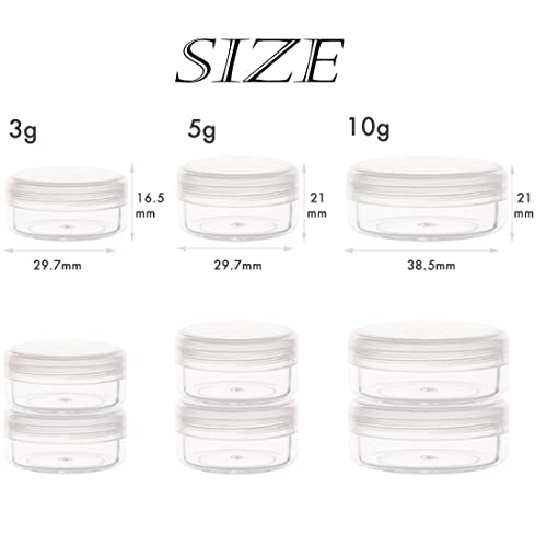 ZEJIA 5 Gram Sample Containers with Lids, Mini Makeup Containers, Empty Plastic Travel Cosmetic Containers with Labels(200 Count, Clear Lid)