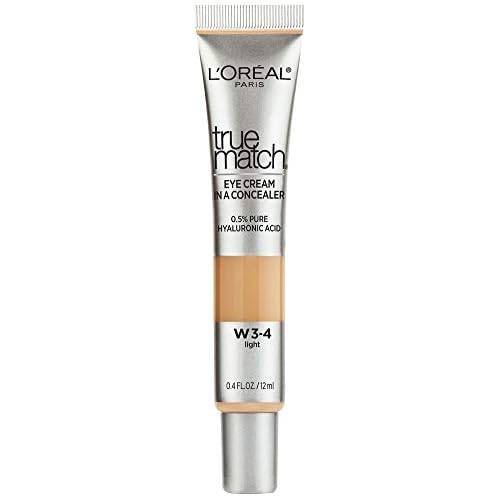 L¡¯Or?al Paris True Match Eye Cream in a Concealer, 0.5% hyaluronic acid, Light W3-4, 0.4 fl. oz.