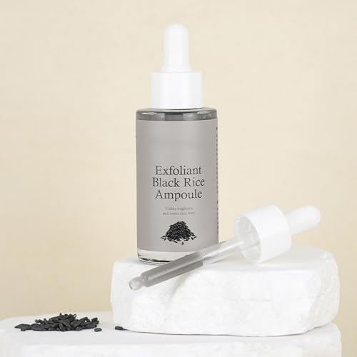 Rice Exfoliating Ampoule Set, White Black Rice Exfoliant Serum, Body and Face Exfoliator, Peeling Ampoule & Dead Skin Remover - Gentle Peel and Pore Minimizing & Deep Hydration