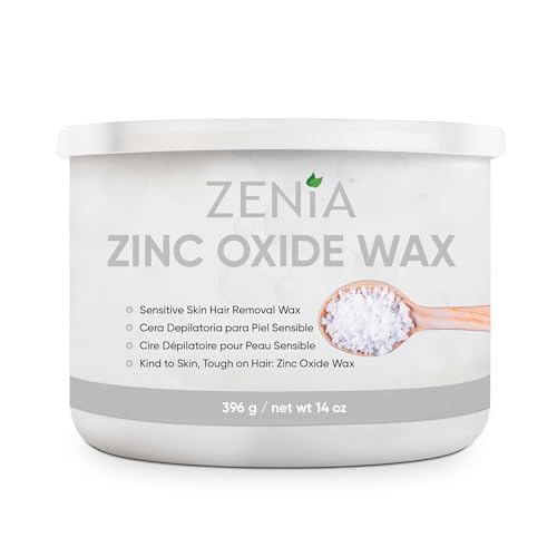 Zenia Zinc Oxide Wax 14oz - Gentle Hair Removal Soft Wax for Sensitive Skin - Perfect for Full-Body Use Including Face, Arms, Legs, and Bikini