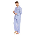 GLOBAL Mens Pajamas Set, 100% Cotton Woven Drawstring Sleepwear Set with Top and Pants/Bottoms