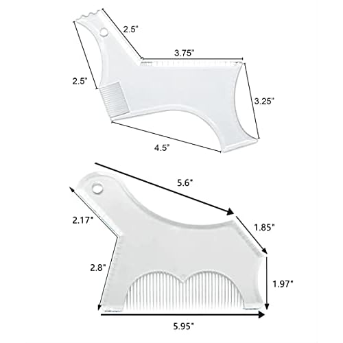 4PCS Men's Beard Shaping Tool Template, Beard Guide Shaper with Inbuilt Comb, Multi-liner Edges Shave for Curve/Straight/Neckline/Goatee/Sideburns (Clear-4pcs)