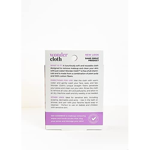 Wonder Cloth (Pack of 6) - All Natural Make-Up Remover Cloth, Removes Makeup Instantly with Just Water, Cleanses and Exfoliates, Machine Washable