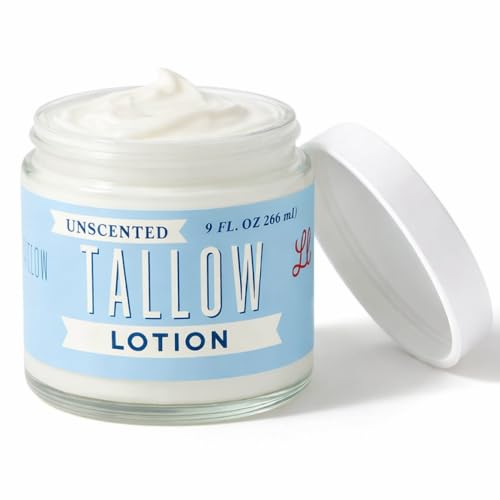 Unscented Tallow Lotion ? 9oz Pure, Preservative-Free One Ingredient Moisturizer