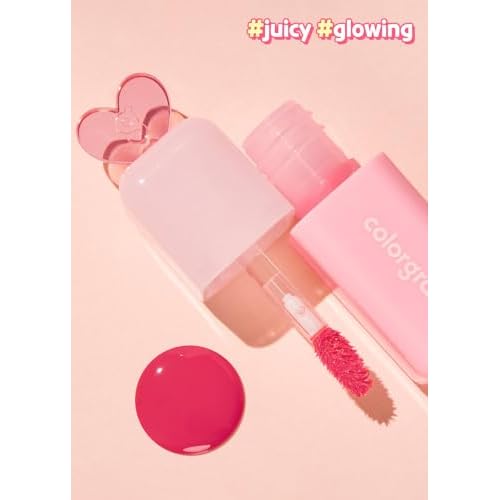 COLORGRAM Juicy Drop Tint 02 Peach Dew | Juicy Lip Gloss, Glowing Lip Stain with Fruity Colors, Buildable & Blendable, Highly Pigmented