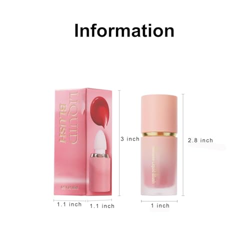 2 Pcs Liquid Blush for Cheeks, Soft Liquid Blush Natural Glow Makeup Red Blushwith Applicator High-Pigmented Cream Blush Liquid Long-Wearing Blush Set Mini Blush