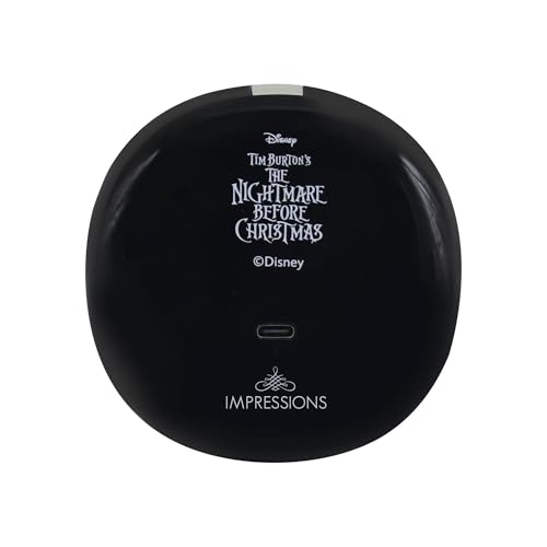 Impressions Vanity Jack Skellington Glow in The Dark LED Compact Mirror with Lights, Adjustable Brightness, Lighted Makeup Mirror with Jack Skellington Glow, Touch Sensor, Travel Friendly