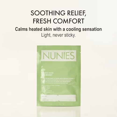NUNIES Calming Sheet Mask ? Korean Soothing Face Mask for Redness & Sensitive Skin | CICA, Allantoin & Panthenol | pH-Balanced | Alcohol-Free, Fragrance-Free, Colorant-Free | 5 Sheets