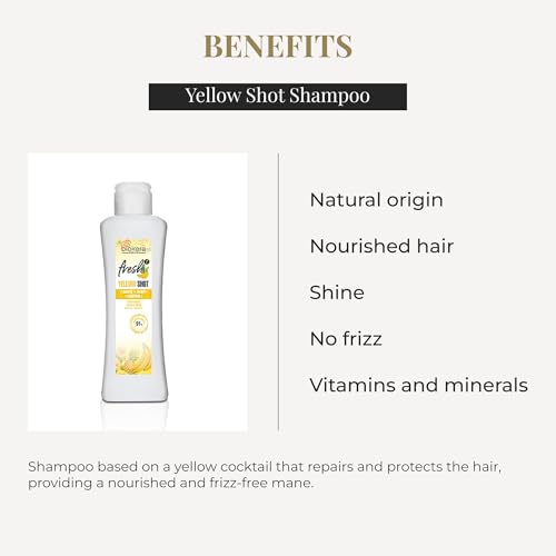 SALERM - Repair Shampoo Yellow Shot - Biokera Fresh - 300 ml - Repairs and Protects - For Shiny, Frizz-Free Hair - Sulfate-Free and Paraben-Free Shampoo
