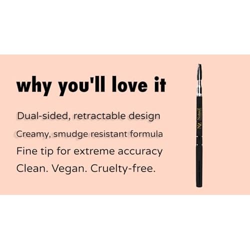 Premium Quality Eyebrow Definer with Smudger, Easy on Cream Pen, Made in USA (Dark Brown)