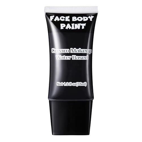 CCbeauty White & Black Face Paint, Cream Face Painting Kit, Professional Water Based Body Paint, Full Coverage Foundation Makeup, Halloween SFX Makeup For Clown Joker Mimes Skeleton Vampire Costume