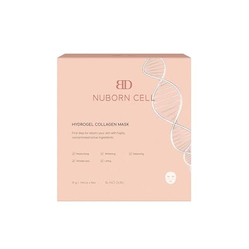 Nuborn Cell Hydrogel Collagen Mask | Hydrating Face Masks with Peptides & Hyaluronic Acid | Collagen Face Mask Overnight for Glass Skin | Face Masks Korean (4-Pack)