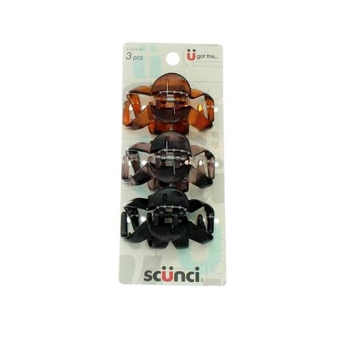 Scunci Effortless Beauty Jaw Hair Clips 3 ea (Pack of 4)