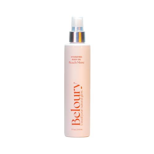 Peach Muse Hydrating Body Oil 7fl oz, Oil moisturizer for dry skin, Natural, With Argan Oil, Body Serum, After shower oil, Vegan, Nourishing, Clean Beauty, Paraben+Silicone free, Vitamin E