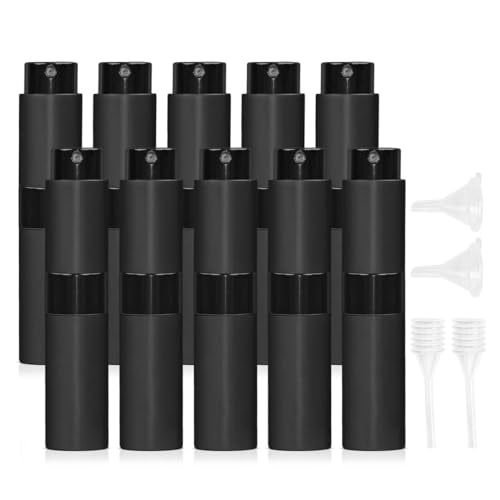 10 PCS 8ml Perfume Atomizer Refillable Bottle, Cologne Travel Spray Bottle, Mini Spray Empty for Refill, Refillable Portable Sprayer (Black)