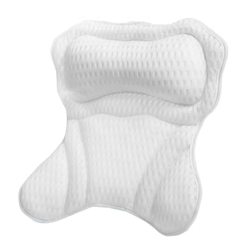 Luxury Bath Pillow for Tub - 4D Air Mesh Head/Neck/Back Support with 6 Non-Slip Suction Cups