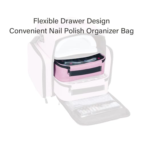 2 Pcs Small Clear Nail Polish Organizer Holds 60 bottles(15ml-0.5fl.oz) Nail Polish Case Multifunctional Nail Polish Bag organizer, Cosmetic Travel Makeup Cases for Women Pink