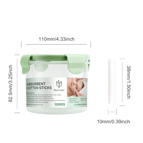 100pcs Permanent Makeup Lip Tattoo Stretching Stick Disposable Lip Blushing Supplies Lip Use Clean Cotton Swab for Easy and Precise Coloring