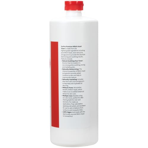 ForPro Premium Witch Hazel Toner, Alcohol-Free, Naturally Soothe, Tone & Hydrate Skin, Vegan, Fragrance-Free, 32 Fl Oz
