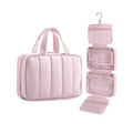 BAGSMART Travel Toiletry Bag for women, Portable Hanging Hook Makeup Bag Organizer, Waterproof Makeup Cosmetic Bag, for Full-Size Accessories, Toiletries, Pink
