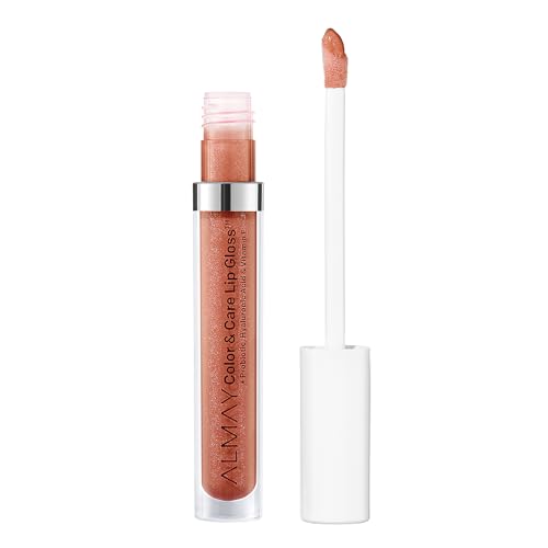 Almay Color & Care Hydrating Lip Gloss, Soft Natural Hues, Prebiotic Complex, Hyaluronic Filling-Sphere Technology, 300 Glitters Gold, 0.1 Fl Oz (Pack of 2)