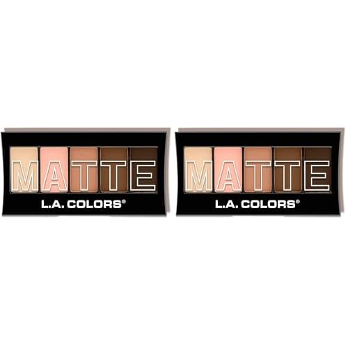 L.A. COLORS 5 Color Matte Eyeshadow Palette, Tan Khaki CEM478 (Pack of 2)
