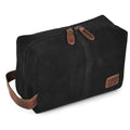 LEATHER VILLAGE Premium Leather Travel Toiletry Bag for Men & Women - Dopp Kit for Shaving & Bathroom Organizer for Travel & Daily Use - Black
