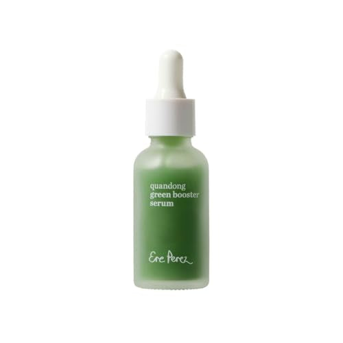 Ere Perez - Natural Quandong Green Booster Face Serum | Calms, Balances, Hydrates, Non-Oily | Lactic Acid, Hyaluronic Acid, Chlorophyll, Spinach | Vegan, Cruelty-Free, Clean Beauty (1 fl oz | 30 mL)