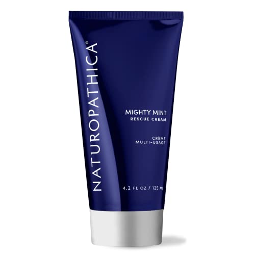 Naturopathica Mighty Mint Rescue Cream, Moisturizing Body Lotion with Peppermint & Menthol to Cool & Revive Skin, Soothing Relief for Sore Muscles, 4.2 fl oz