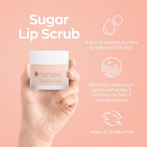 Hanalei Lip Care Products Set Duo ? Sugar Lip Scrub & Kukui Oil Lip Treatment for Dry, Cracked, Chapped Lips ? Exfoliate, Hydrate & Moisturize for Soft, Smooth Lips ? Natural and Cruelty-free