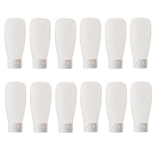 12Pcs 150ml/5oz Empty Refillable White Plastic Cosmetic Soft Tubes Containers Squeezed Facial Cleanser Bottle With Flip Cap for Body Bath Shower Gel Lotion Cream Shampoo
