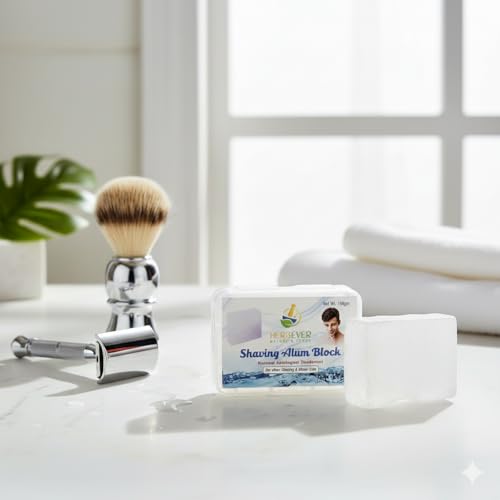 Aftershave Alum Block ? Natural Unscented Shaving Stone for Men, Post-Shave Care for Sensitive Skin, Travel-Friendly with Durable Plastic Case & Hanging Option (100 g / 3.5 oz)