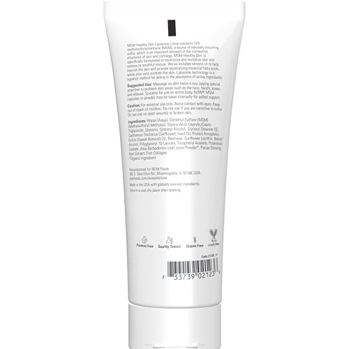 NOW Solutions, MSM Healthy Skin Liposome Lotion, Rejuvenating Cream with Almond Oil and Aloe, 8-Ounce