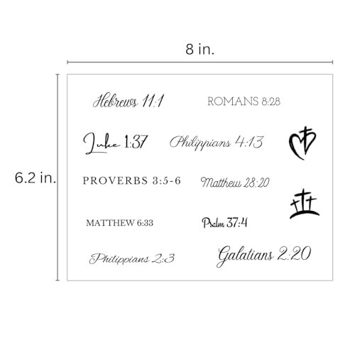 One Grace Foundations of Faith Christian Temporary Tattoos - Inspirational Scripture Selections - Motivational Bible Verse Words and Christian Cross Tattoos