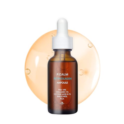P.CALM Retinolagen Cleanser & Ampoule | Pore Tightening Glass Skin Cleanser & Serum with Micro Dosing Retinal, Vegan Hydrolyzed Collagen, Bakuchiol, PHA | Vegan Korean Skincare