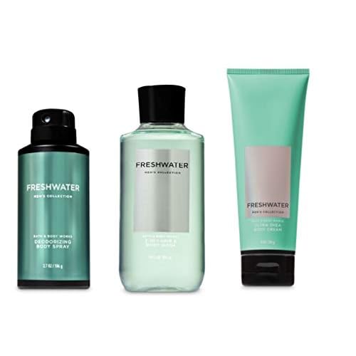 Bath and Body Works - Freshwater - 2-in-1 Hair + Body Wash ? Deodorizing Body Spray & Ultra Shea Body Cream - designed just for him!