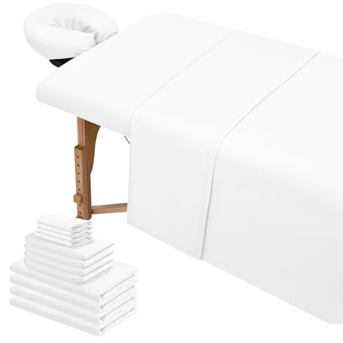 4 Set Microfiber Massage Table Sheets,Each Set 3 Piece Include Massage Table Cover,Fitted Sheet and Face Rest Cover,Fits Standard Massage Table Sheets for Salon Spa Massage Studios-White
